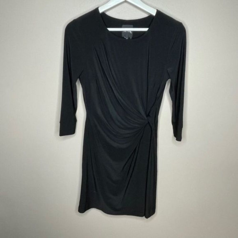 Nic & Zoe Black Gathered‎ Jersey Knit Dress